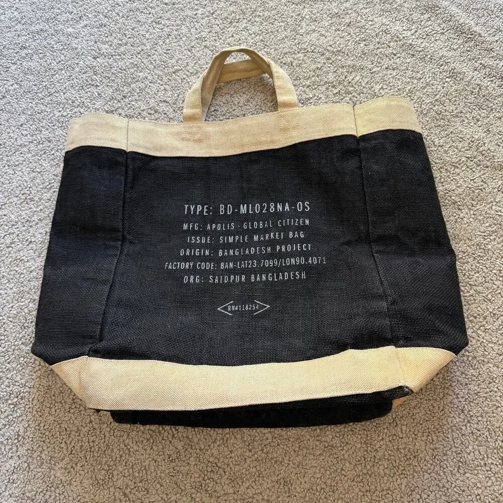 Apolis Global Citizen Market Sustainable Jute Black Tan Bag